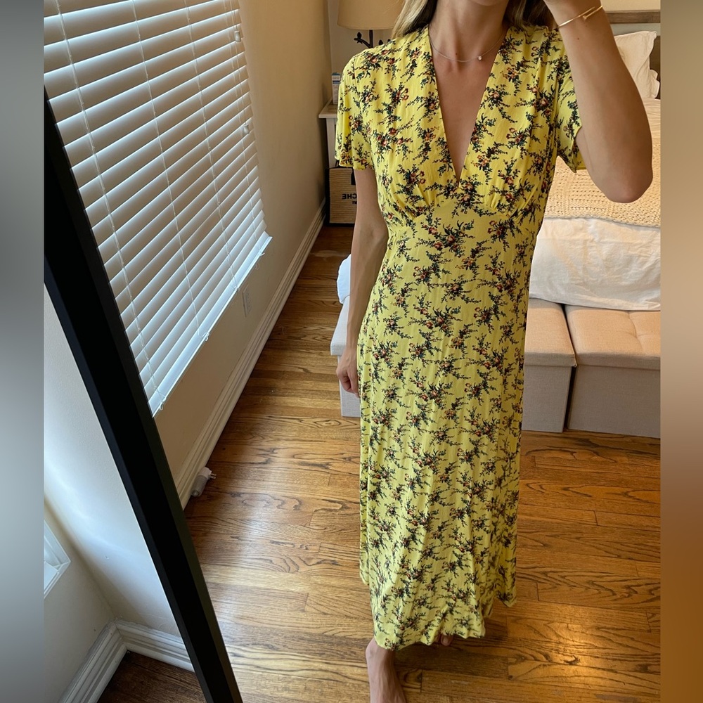 Long yellow Sandro floral dress